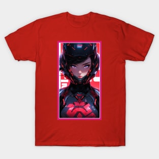 Anime Race Girl | Quality 3D Anime Artwork | Pink Red Black Blue Chibi Manga Anime Art T-Shirt